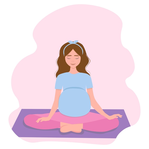 Pregnant woman doing yoga vector illustration pregnancy health concept