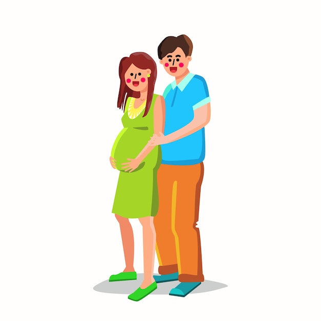 Pregnant Woman Embracing Man Happy Family