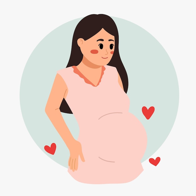 Pregnant Woman Expecting a Baby Illustration