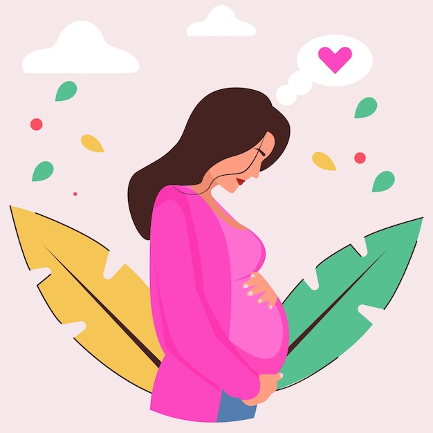 Pregnant woman flat vector illustration