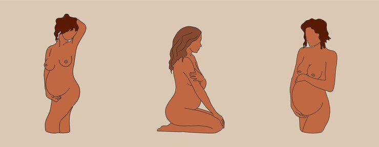 Vector pregnant woman future mom naked woman body body positive