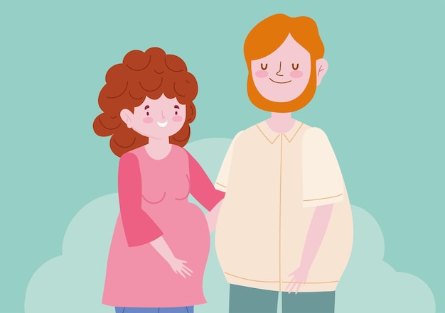 Vector pregnant woman and husband