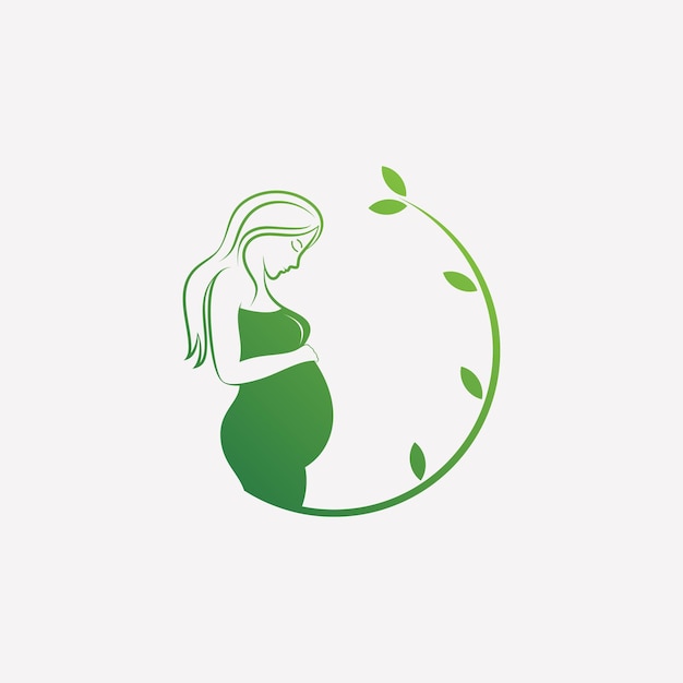 Беременная женщина иконка логотипа векторная иллюстрация с концепцией творческого элемента