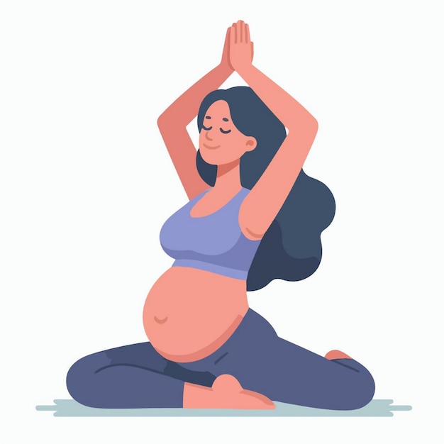 a pregnant woman is doing yoga on the ground