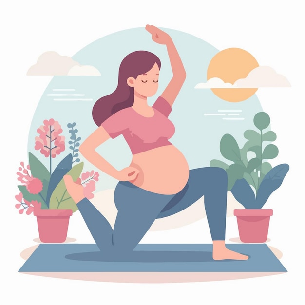 a pregnant woman is doing yoga in the sun