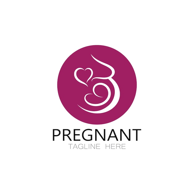 妊娠中の女性のロゴ デザイン イラスト アイコン テンプレート ベクトル、子供のためのシンプルな抽象的なミニマリスト