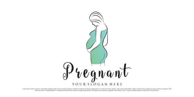 Pregnant woman logo design template with creative concept premium vector