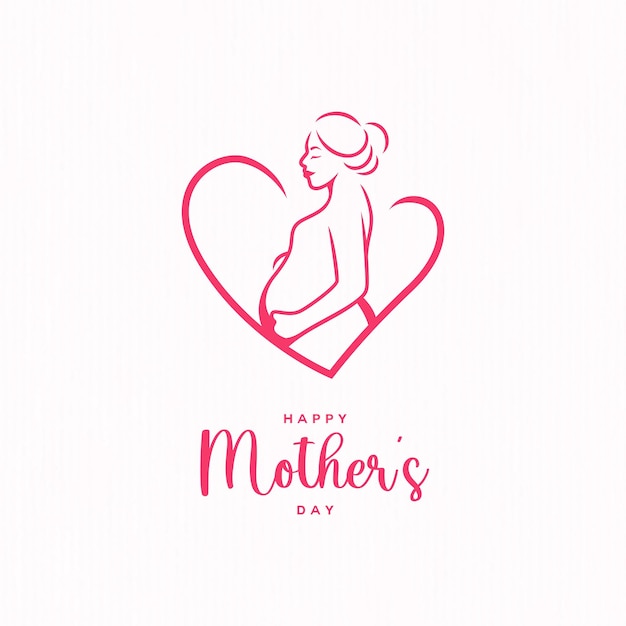 Vettore logo della donna incinta per la felice festa della madre