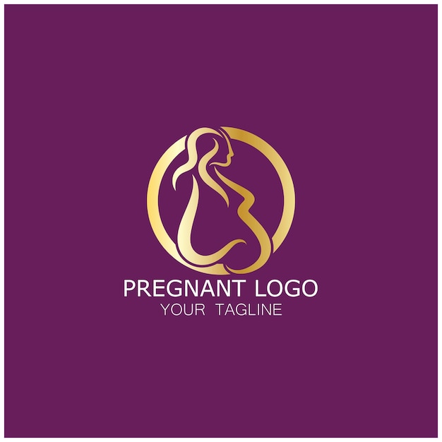 Вектор шаблона иллюстрации логотипа беременной женщины, для поликлиник, больниц, родильного дома