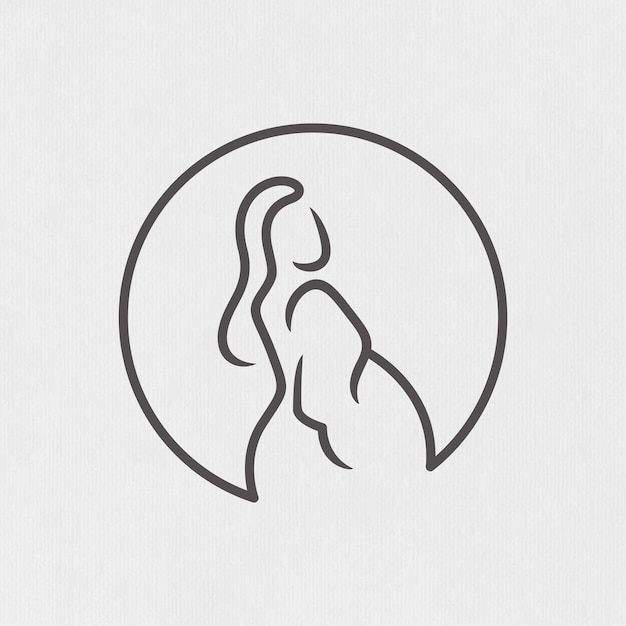 Vector pregnant woman logo illustration in line art style