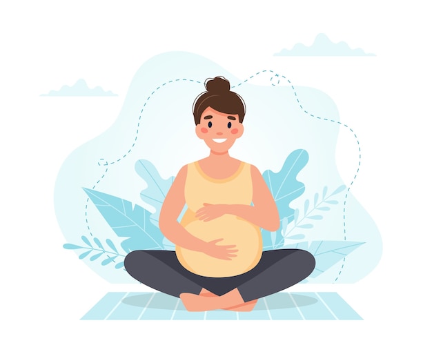 Pregnant woman meditates.  