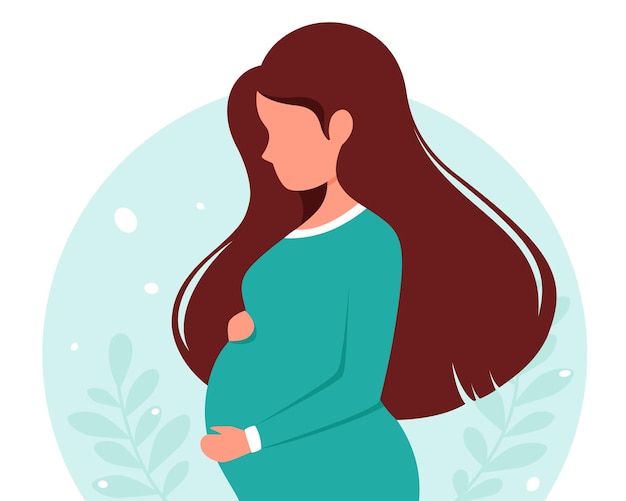 Vector pregnant woman. pregnancy and motherhood