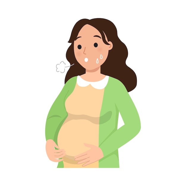 Pregnant woman showing sign of discomfort