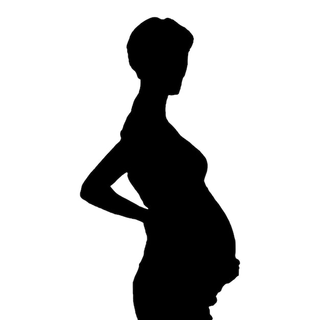 Vector pregnant woman silhouette black isolated in white background