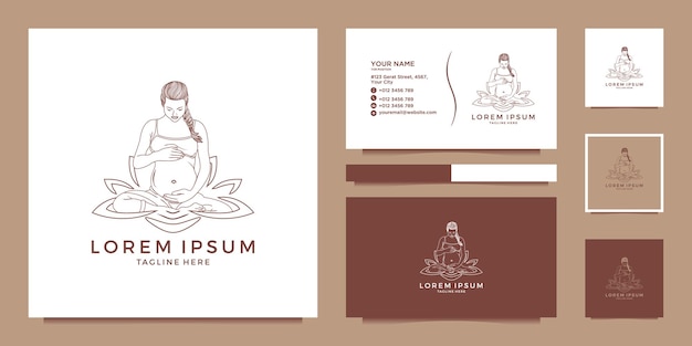 Pregnant woman and spa with business card