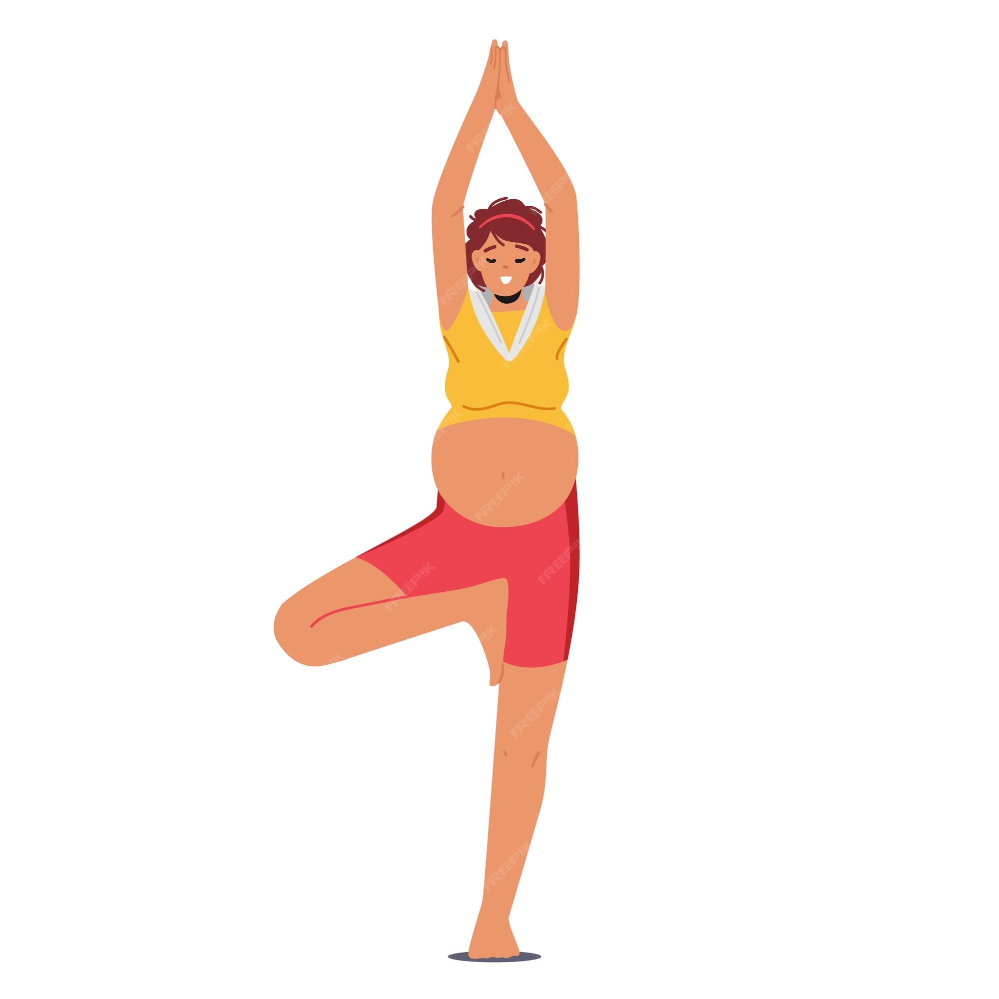 Premium Vector | Pregnant woman stand in yoga asana fitness and sport during pregnancy concept female character stretching healthy lifestyle and relaxation isolated on white background cartoon vector illustration Premium Vector | Pregnant woman stand in yoga asana fitness and sport during pregnancy concept female character stretching healthy lifestyle and relaxation isolated on white background cartoon vector illustration