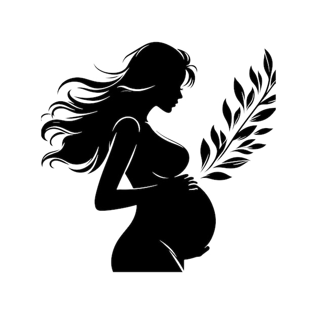 Vector pregnant woman vector silhouette