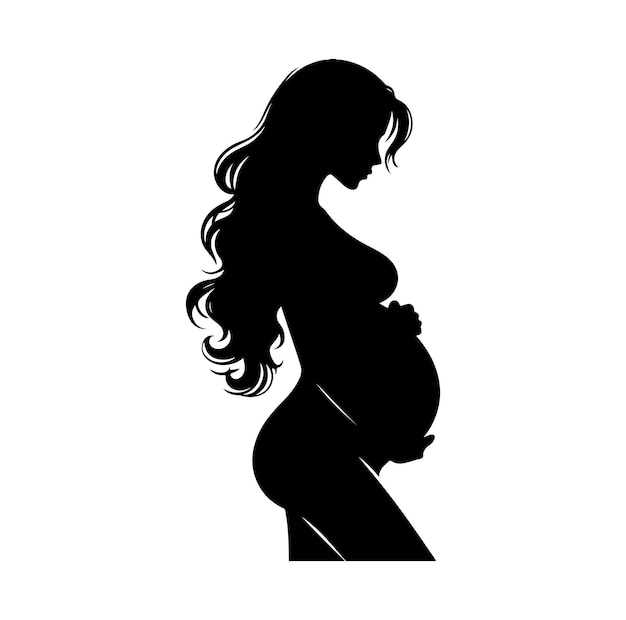 Vector pregnant woman vector silhouette