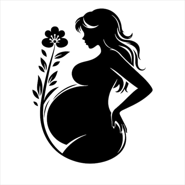 Vector pregnant woman vector silhouette