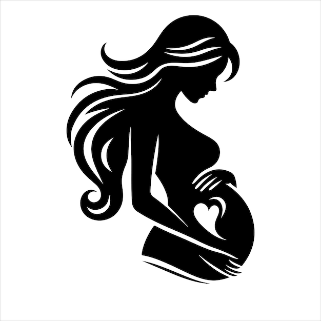 Vector pregnant woman vector silhouette