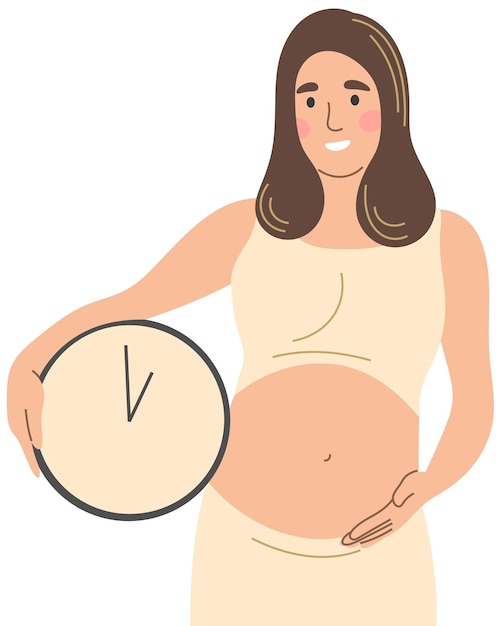 Vector a pregnant woman with a big watch