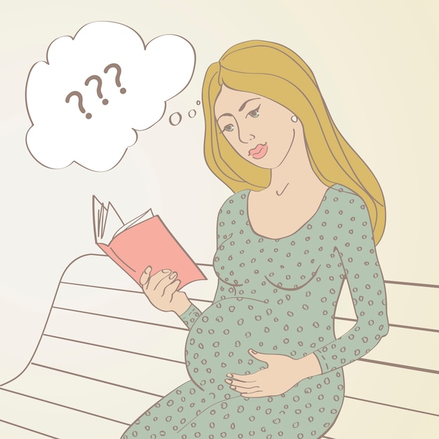 Vector pregnant woman with book