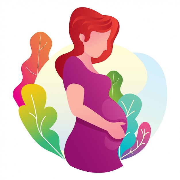 Vector pregnant woman with flowers