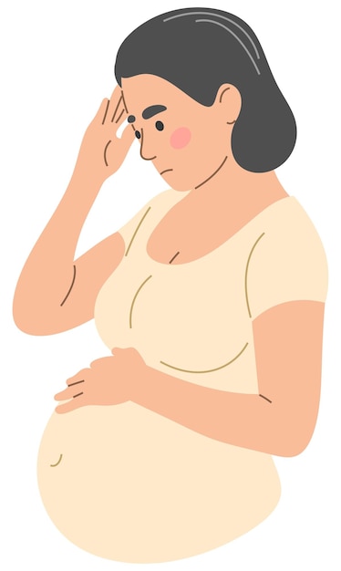 Vector a pregnant woman with a headache