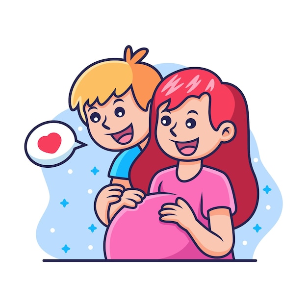 Premium Vector | Pregnant woman with husband in love cartoon. family icon  illustration, isolated