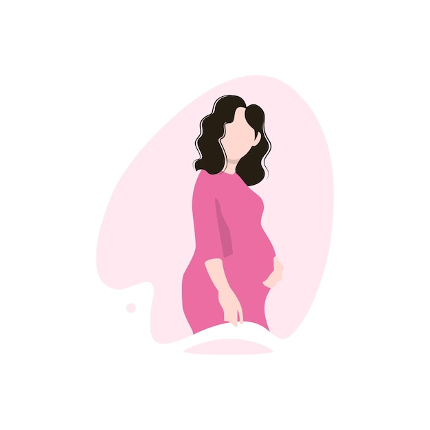 A pregnant woman with a pink dress