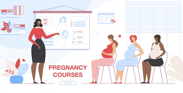 Pregnant Women Visiting Pregnancy Courses Banner