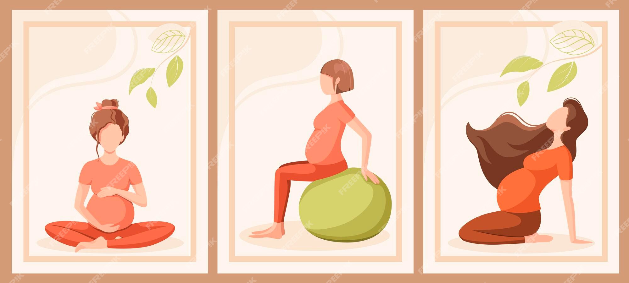 Premium Vector | Pregnant women do yoga. a set of illustrations. healthy lifestyle. cartoon design. Premium Vector | Pregnant women do yoga. a set of illustrations. healthy lifestyle. cartoon design.