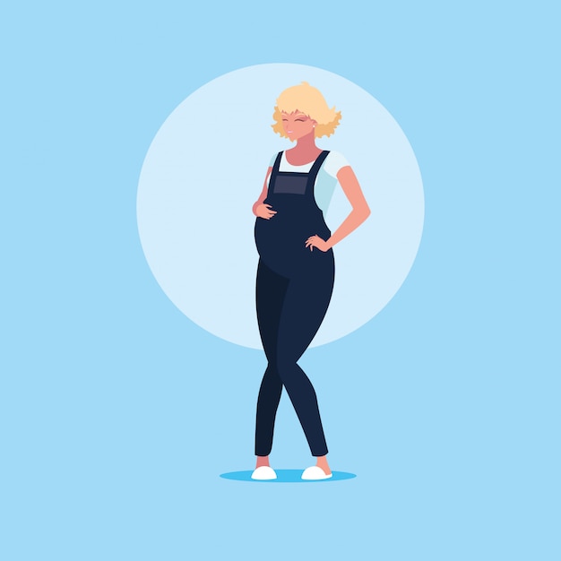 Vector pregnant young woman avatar character