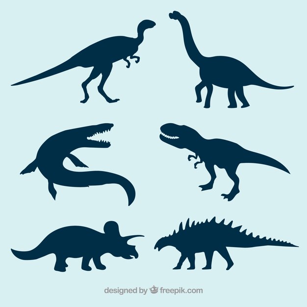 Vector prehistoric dinosaur vector silhouettes