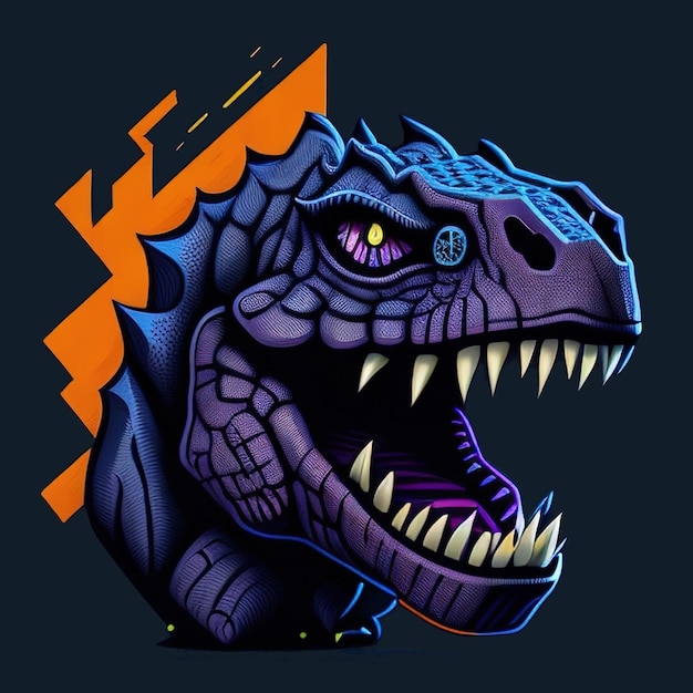 Prehistoric Power Striking Dinosaur Head Illustration for Tshirts