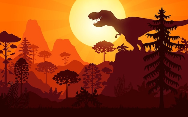Силуэт доисторического тираннозавра T-Rex