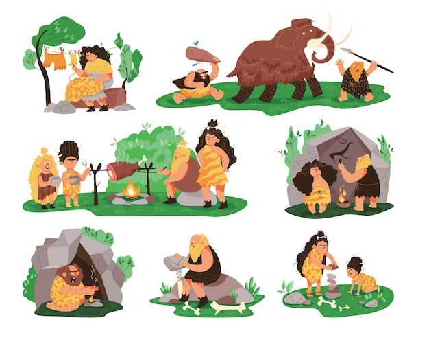 Prehistorische steentijd primitief mensenleven