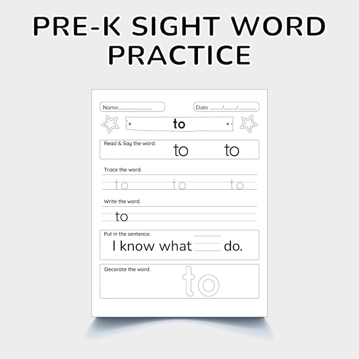 Вектор рабочий лист для практики слов prek sight дошкольное домашнее обучение