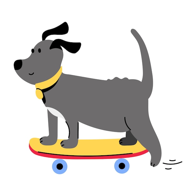 Premie platte illustratie van hond skateboarden