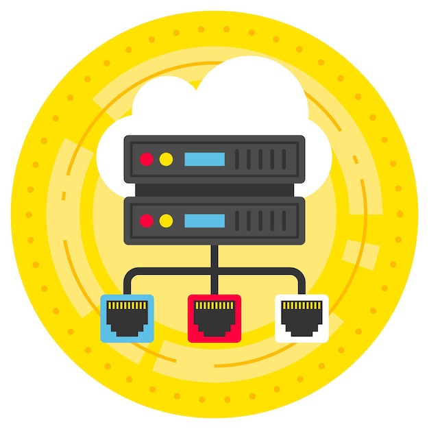 Vector on premises cloud based lan concept storage area network vector design cloud processing computing