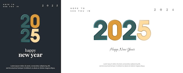 Vector premium 2025 design with colorful minimalist numbers premium happy new year 2025 for posters banne