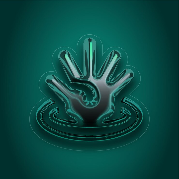 Vector premium 3d green plastic vector hand scanner icon with customizable background