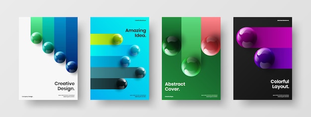 Premium 3D spheres company brochure template set