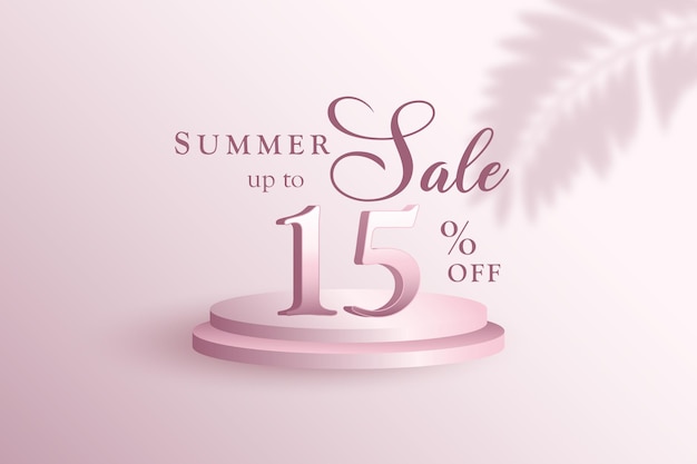 premium 3d summer sale banner discount with fifteen 15 percent