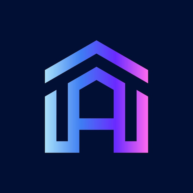Вектор Премиум логотип вектор бесплатно скачать буква дом с яркими градиентными цветами