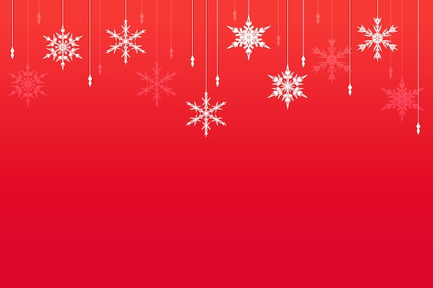 Premium abstract red christmas background with geometric snowflakes