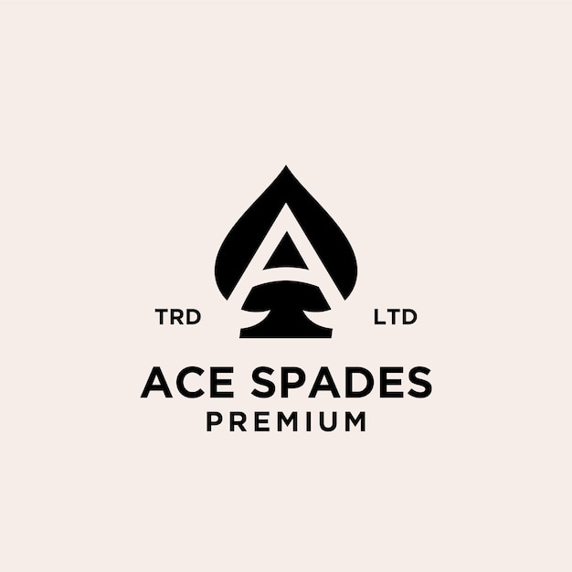 Premium ace spade with initial letter a logo design