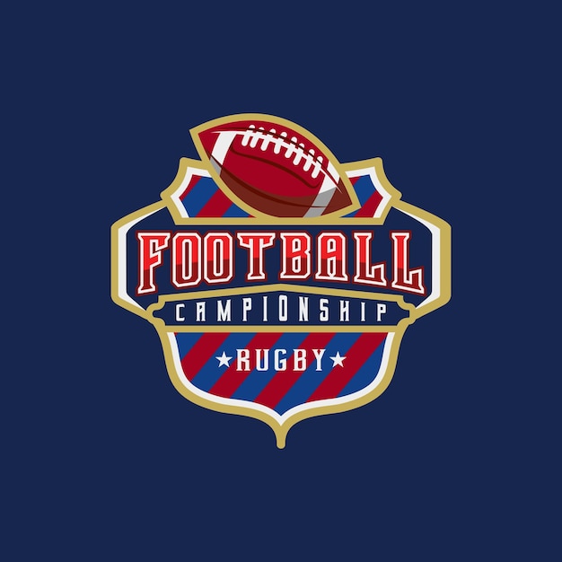 Design premium del logo di sfondo del football americano di rugby