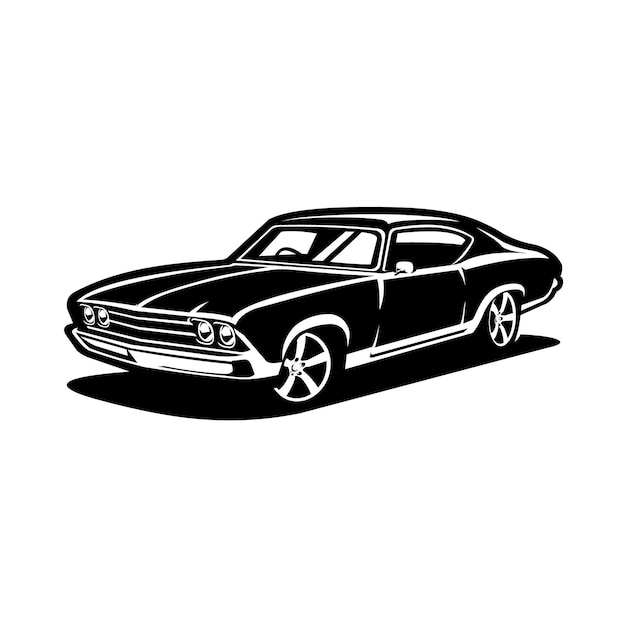 Premium amerikaanse klassieke muscle car silhouet vectorillustratie