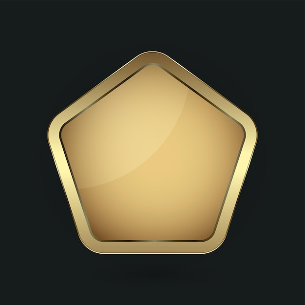 Вектор Премиум и золотая кнопка в форме пятиугольника на векторной иллюстрации реалистичный золотой изолированный веб-сайт
